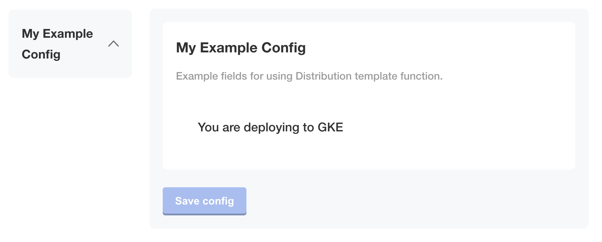 Config page with the text You are deploying to GKE