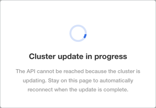 Embedded cluster update in progress modal